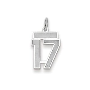 14k White Gold, Jersey Collection, Small Number 17 Pendant